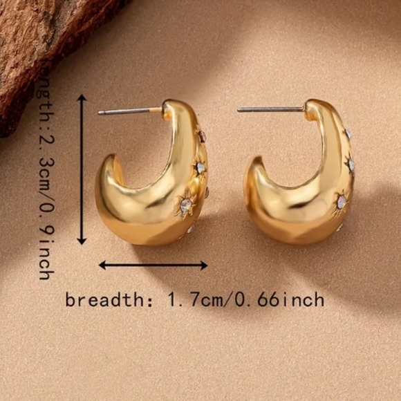 NEW Gold Half Hoop Earrings - Picture 4 of 5